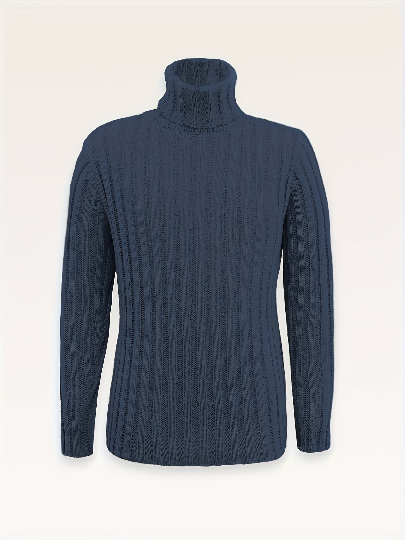 fashionable mens solid turtleneck knit sweater plus size males pullover sweater for autumn and winter leisurewear for big and tall guys details 10