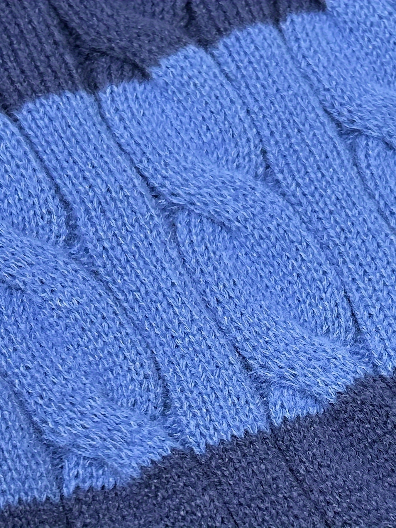plus size mens contrast color sweater cable knit pullover for spring fall winter mens clothing details 21