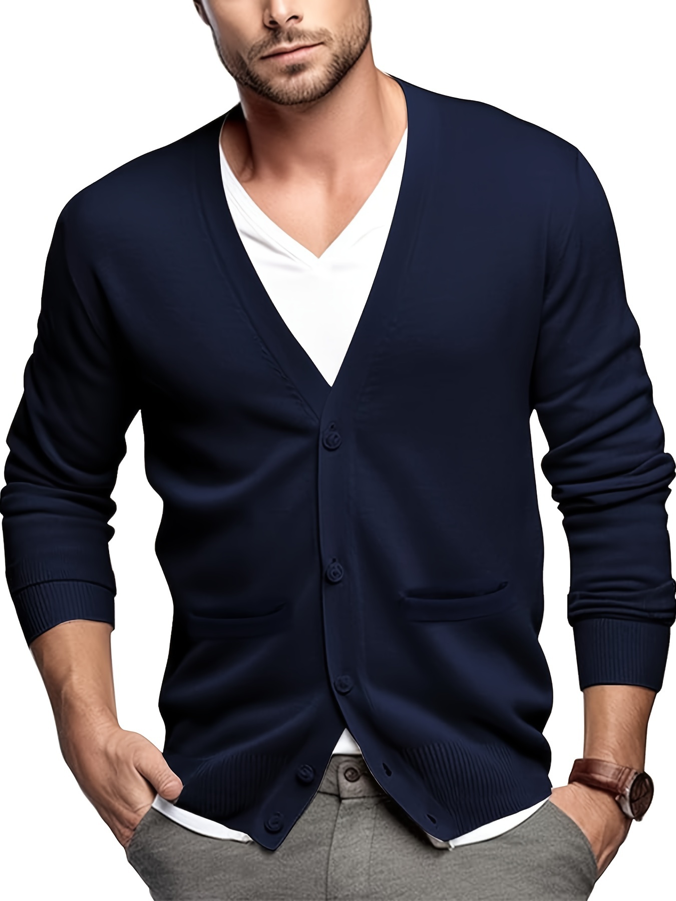 mens knitted cardigan wool blend long sleeve knitted coat mens wool sweater details 0