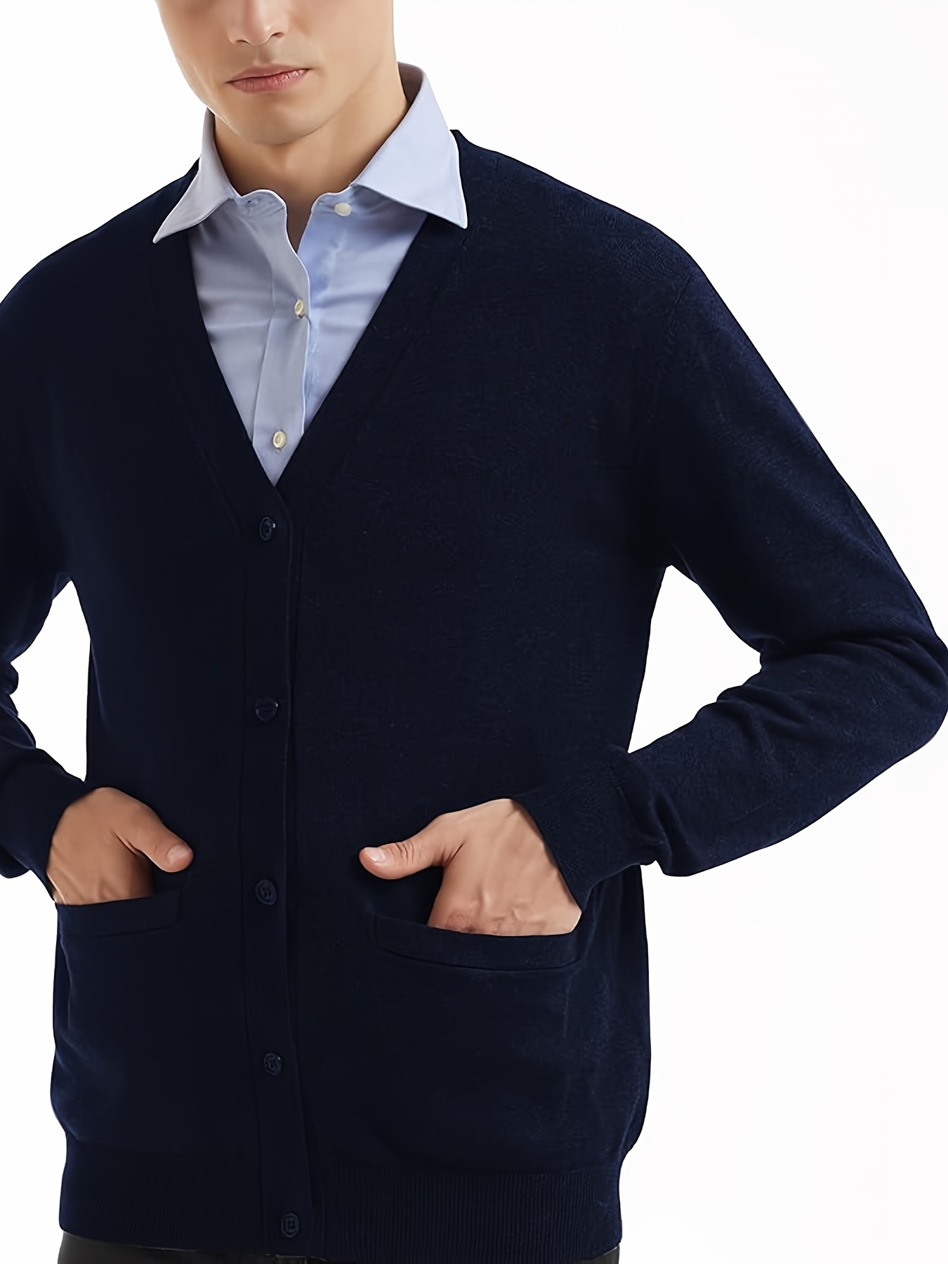 mens knitted cardigan wool blend long sleeve knitted coat mens wool sweater details 1