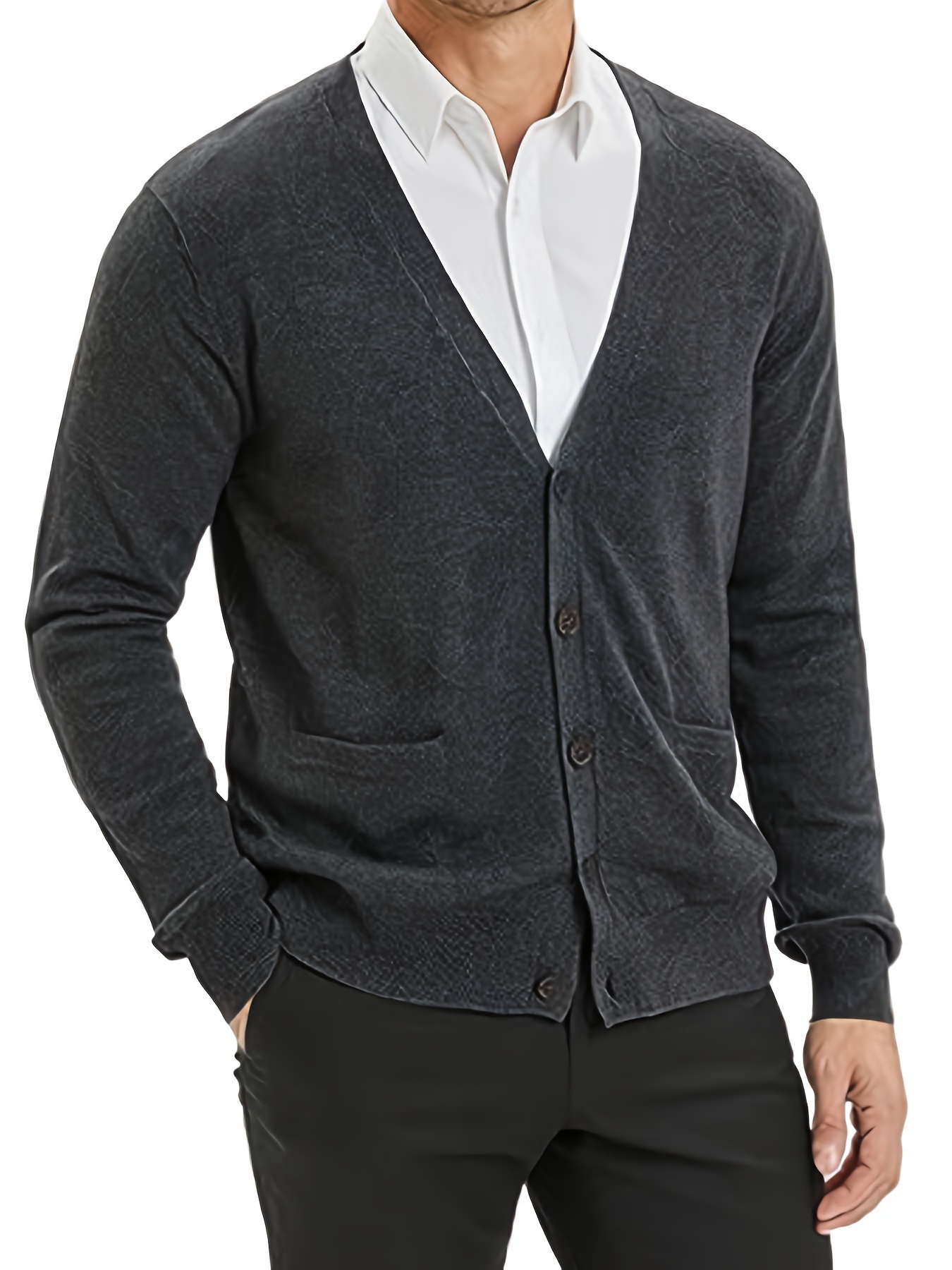mens knitted cardigan wool blend long sleeve knitted coat mens wool sweater details 6