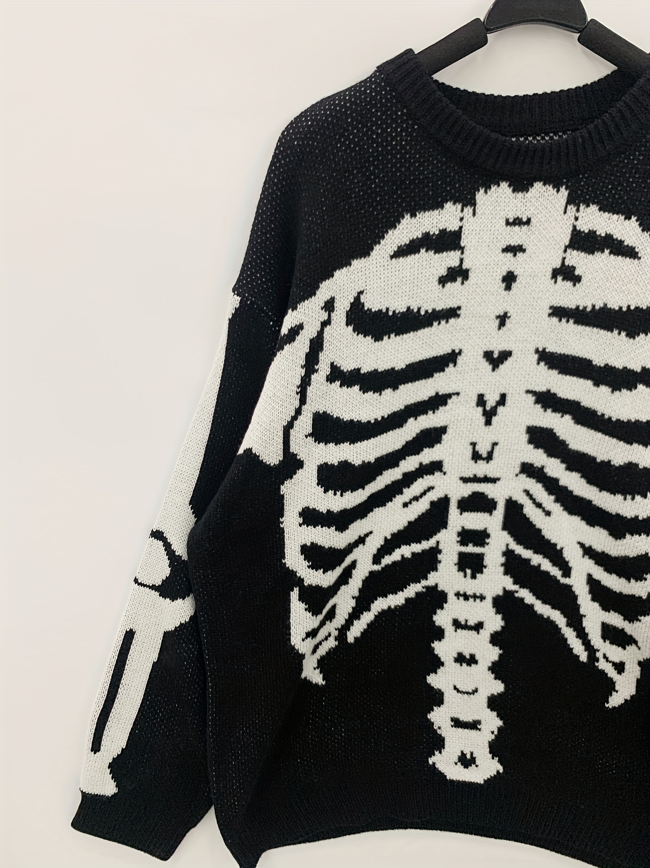 halloween plus size mens casual sweater elastic fashion skeleton print long sleeved crew neck knit pullover sweater jumper tops best sellers details 39