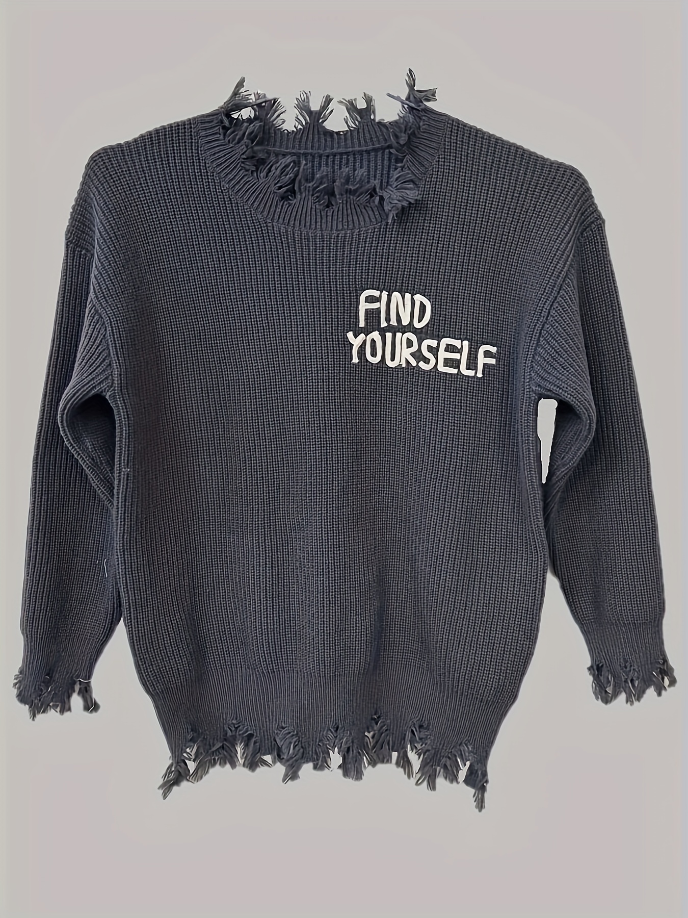 plus size mens casual hemline oversized crew neck knit sweater pullover with letter embroidery trend long sleeve warm sweaters for fall winter details 0