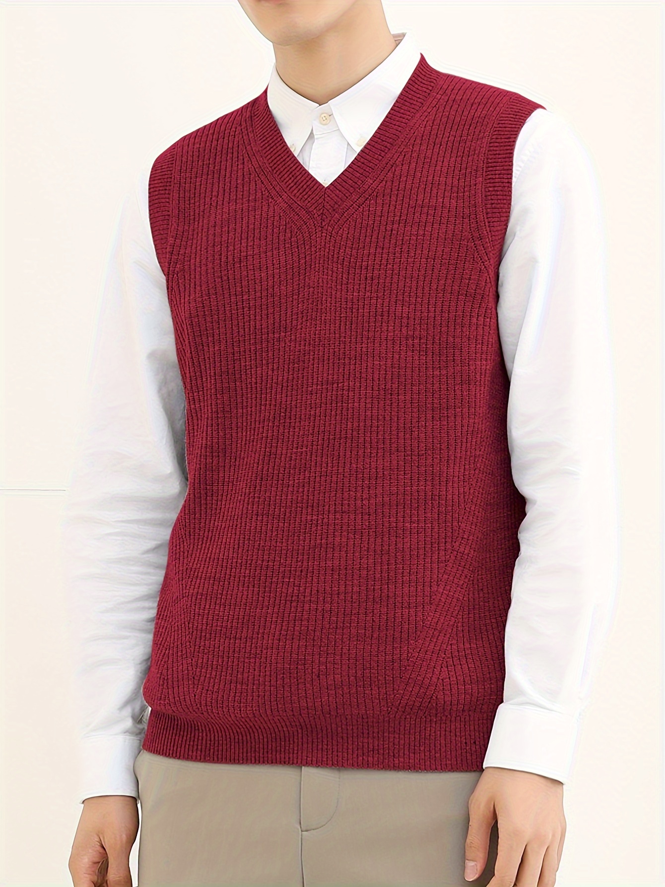 mens v neck knitted sweater without sleeves top knitted sweater with dxl large height details 27