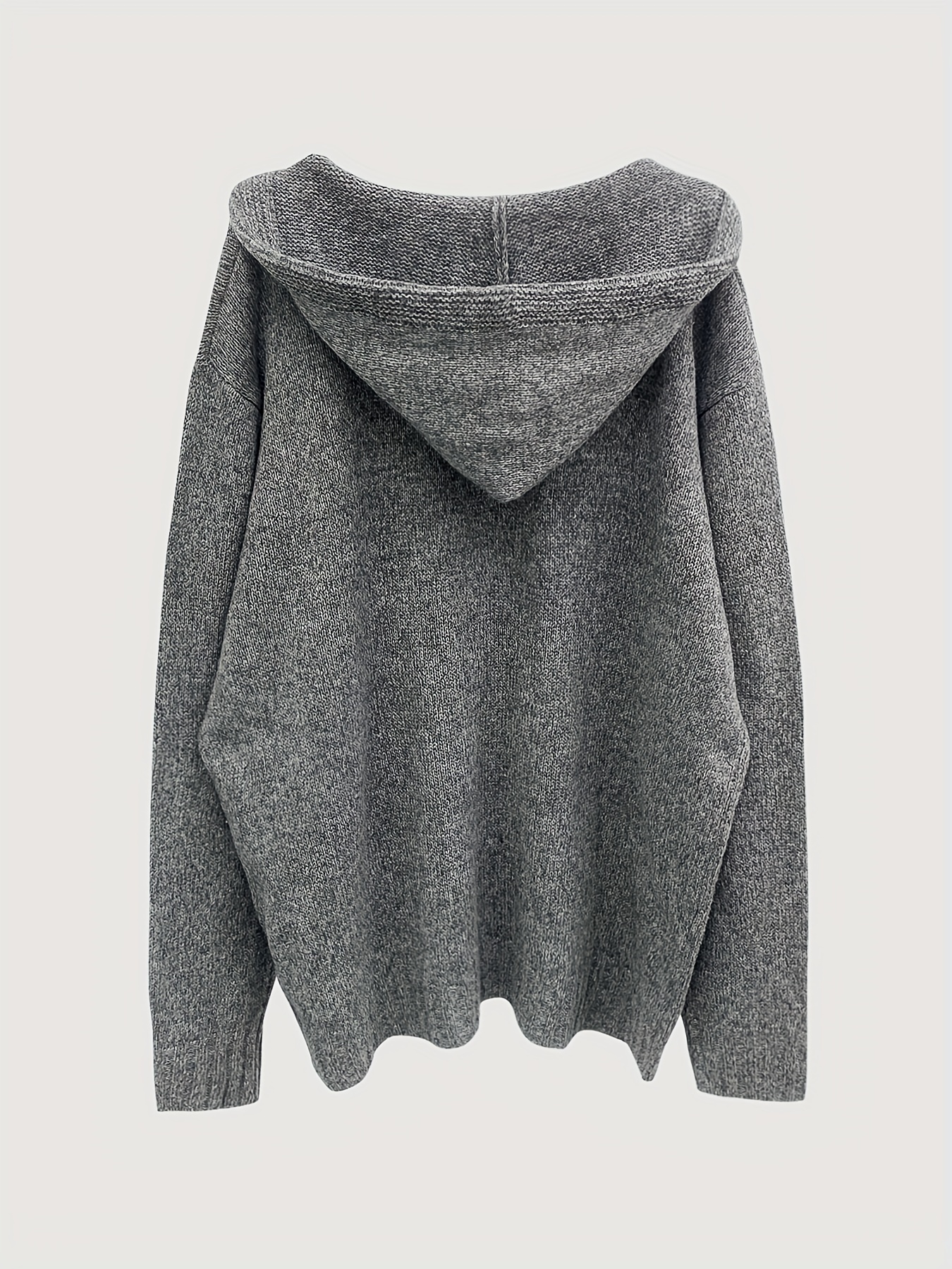 plus size mens cable knit solid hooded sweater for spring autumn details 10