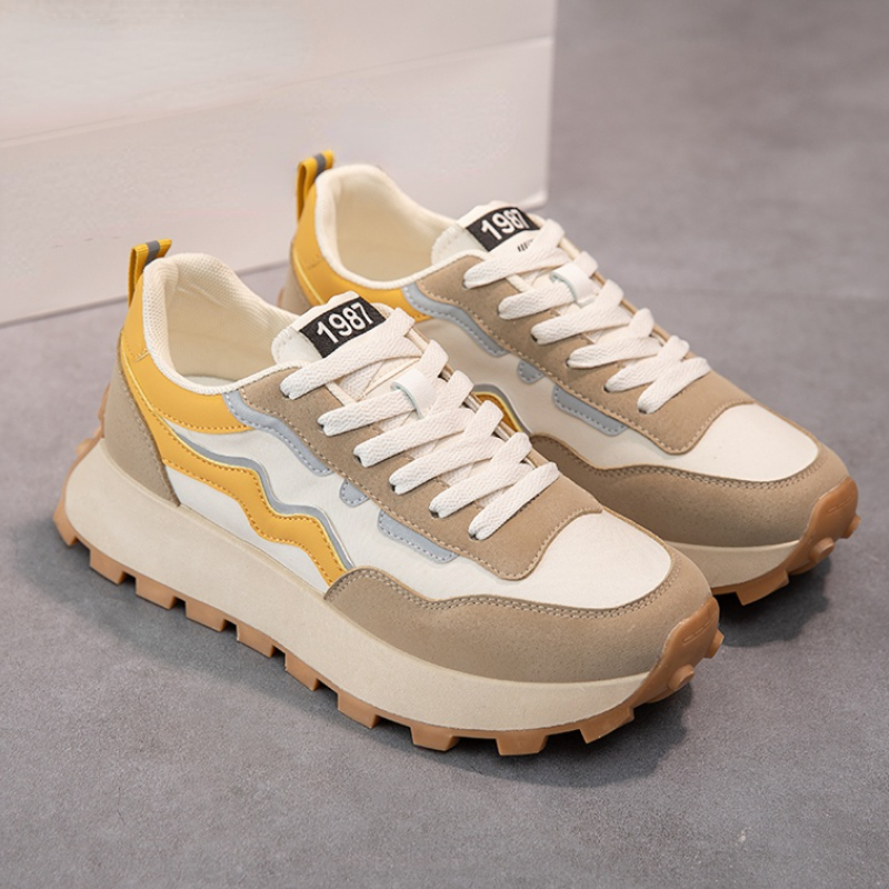 color block high impact running sports shoes comfortable lace up thick sole non slip sneakers womens footwear details 1
