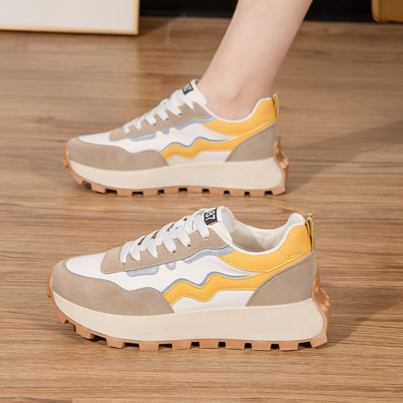 color block high impact running sports shoes comfortable lace up thick sole non slip sneakers womens footwear details 3