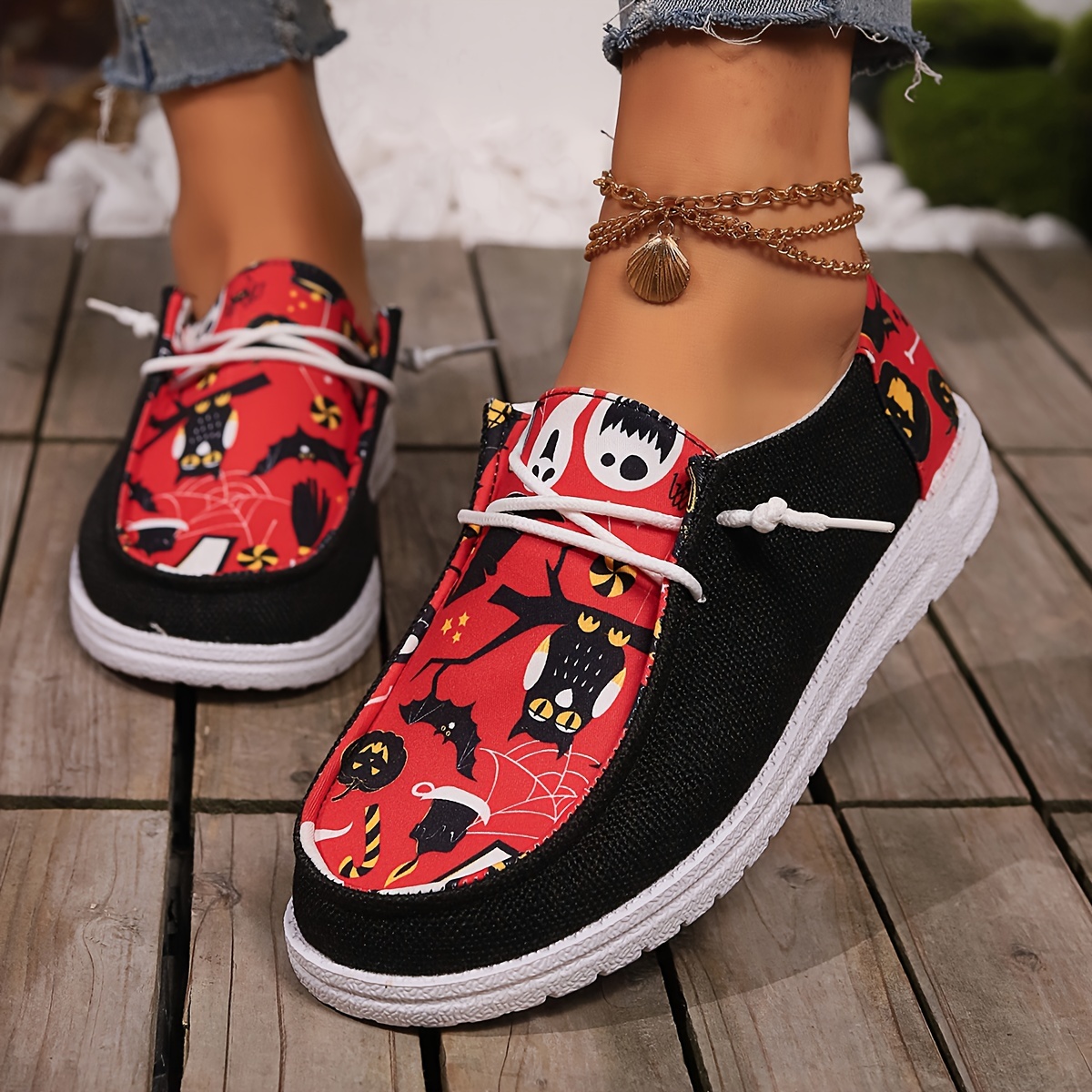 Halloween Cute Cartoon Print Sneakers Lightweight Breathable details 1
