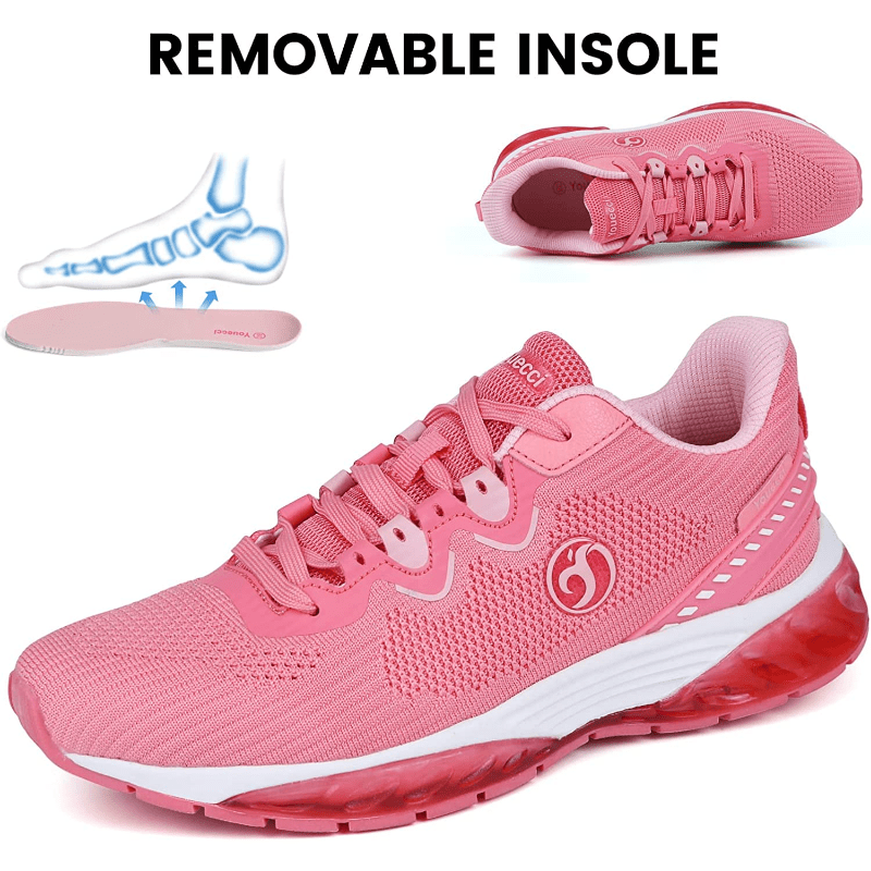 Womens Air Cushion Running Shoes Lightweight And Breathable Sneakers With Lace Up Closure And Flying Woven Design Sports & Outdoors Temu details 6