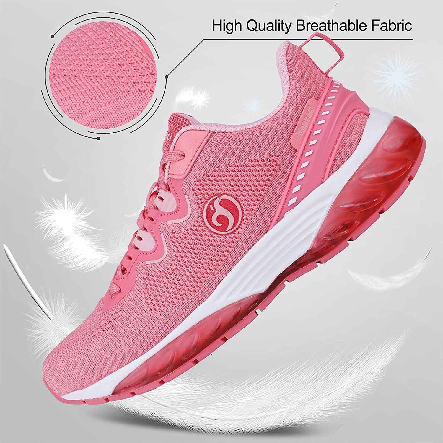 Womens Air Cushion Running Shoes Lightweight And Breathable Sneakers With Lace Up Closure And Flying Woven Design Sports & Outdoors Temu details 7