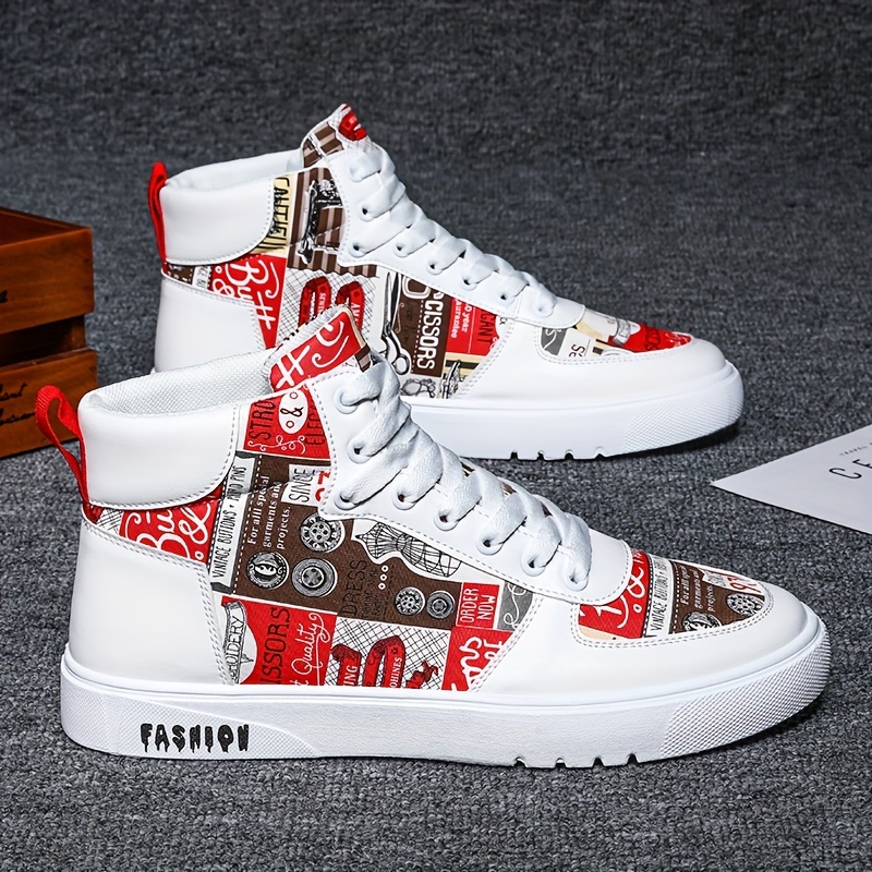 Mens High Graffiti Light Fashion Casual Joker Mens Shoes Shop The Latest Trends Temu details 5