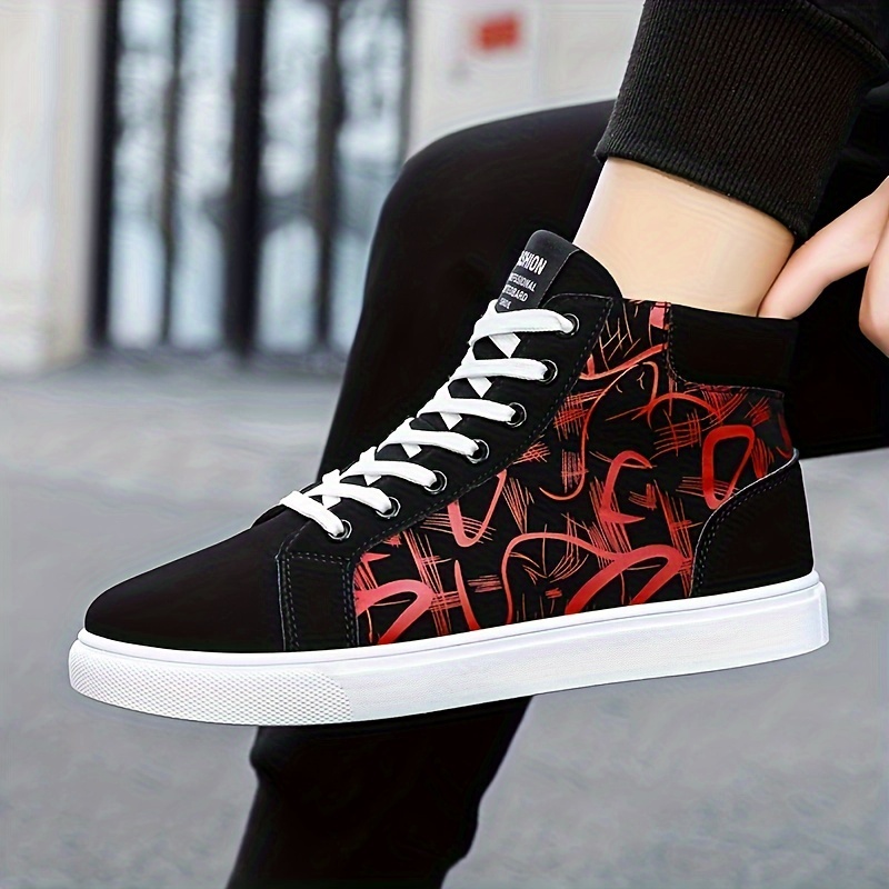 Mens Trendy High Top Skate Shoes Lace Up Comfy Non Slip Stree Style Sneakers For All Seasons Outdoor Workout Activities Men s Shoes Temu details 5