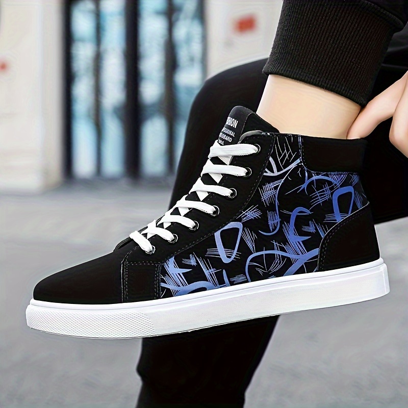 Mens Trendy High Top Skate Shoes Lace Up Comfy Non Slip Stree Style Sneakers For All Seasons Outdoor Workout Activities Men s Shoes Temu details 8