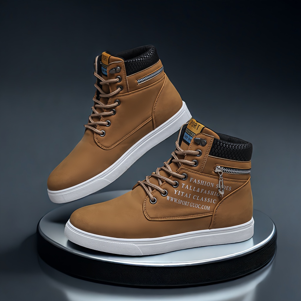 Mens Lace Up High Top Skate Shoes Retro Trendy Comfy Non Slip Casual Shoes For All Seasons Outdoor Walking Traveling Free Shipping On Items Shipped From Temu Temu details 1