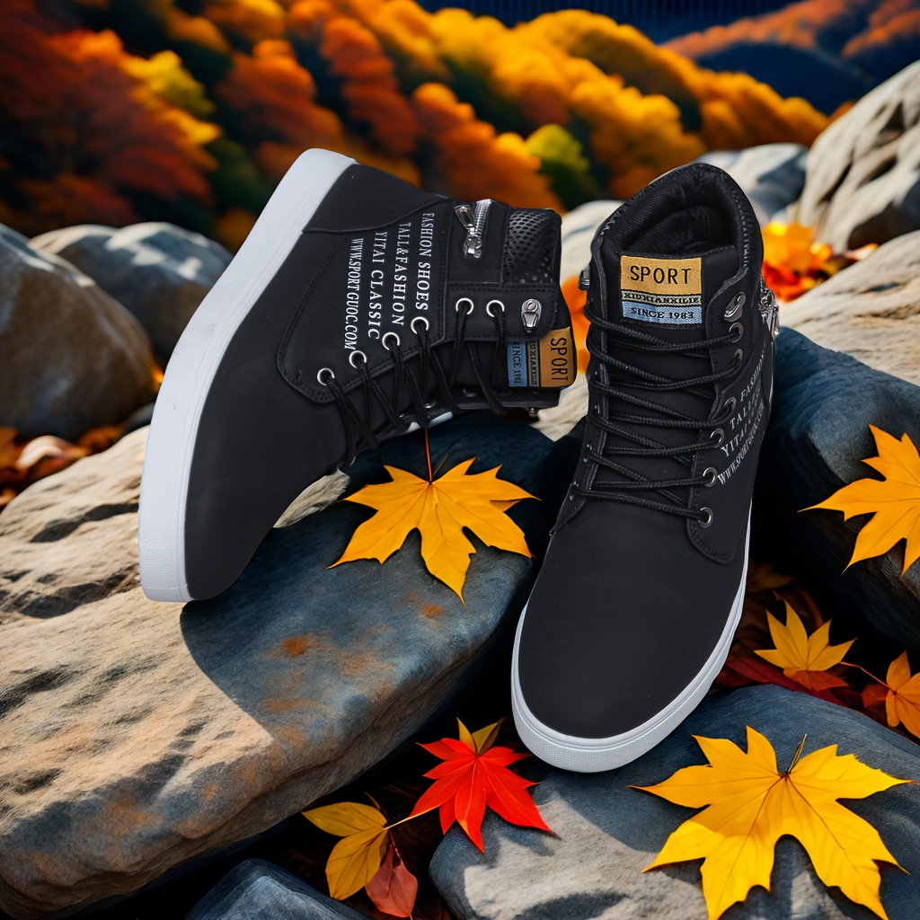 Mens Lace Up High Top Skate Shoes Retro Trendy Comfy Non Slip Casual Shoes For All Seasons Outdoor Walking Traveling Free Shipping On Items Shipped From Temu Temu details 2
