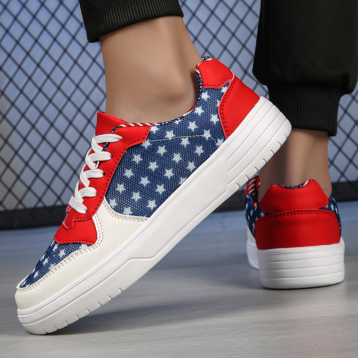 Spring Summer Mens Low Top Skateboard Shoes With Star Pattern Non Slip Comfy Lace Up Casual Shoes For Outdoor Holiday Traveling Street Walking Highquality & Affordable Temu details 4