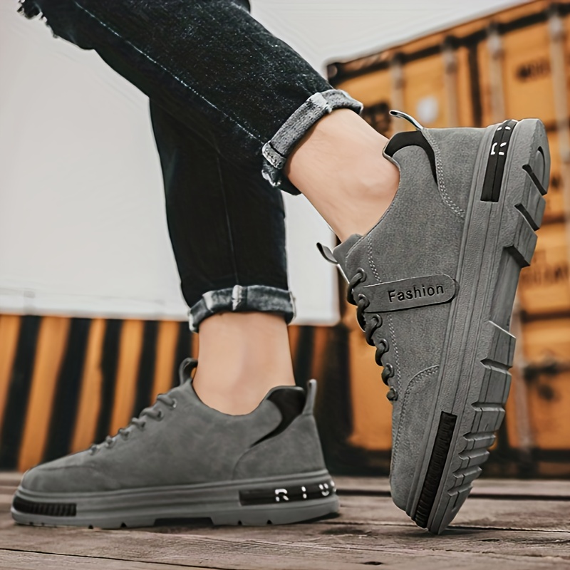 Mens Trendy Solid Low Top Boots Comfy Non Slip Casual Lace Up Durable Shoes For Mens Outdoor Activities Men s Shoes Temu details 0