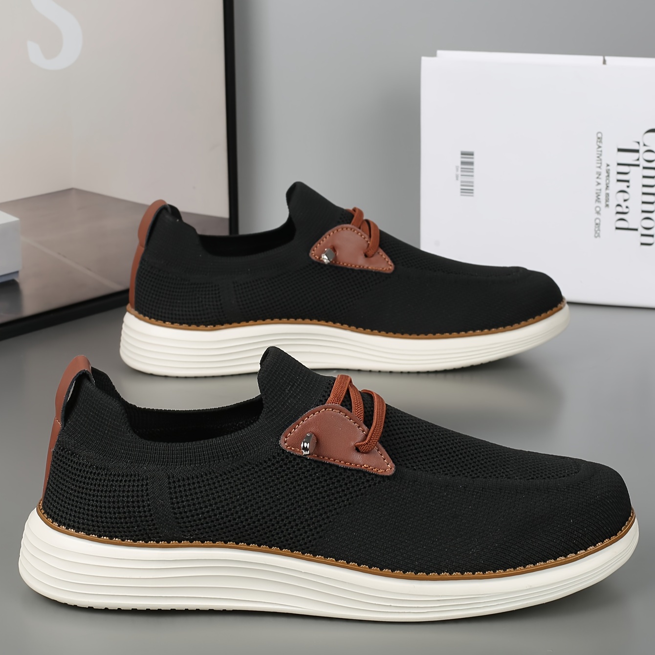 Mens Lightweight Solid Slip On Casual Shoes Non Slip Outdoor Walking Jogging Hiking All Seasons Shop The Latest Trends Temu details 2