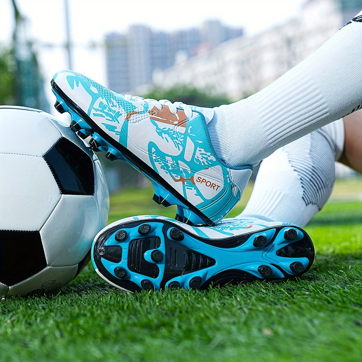 mens non slip football cleat with spikes professional comfy outdoor breathable soccer for training competition details 10