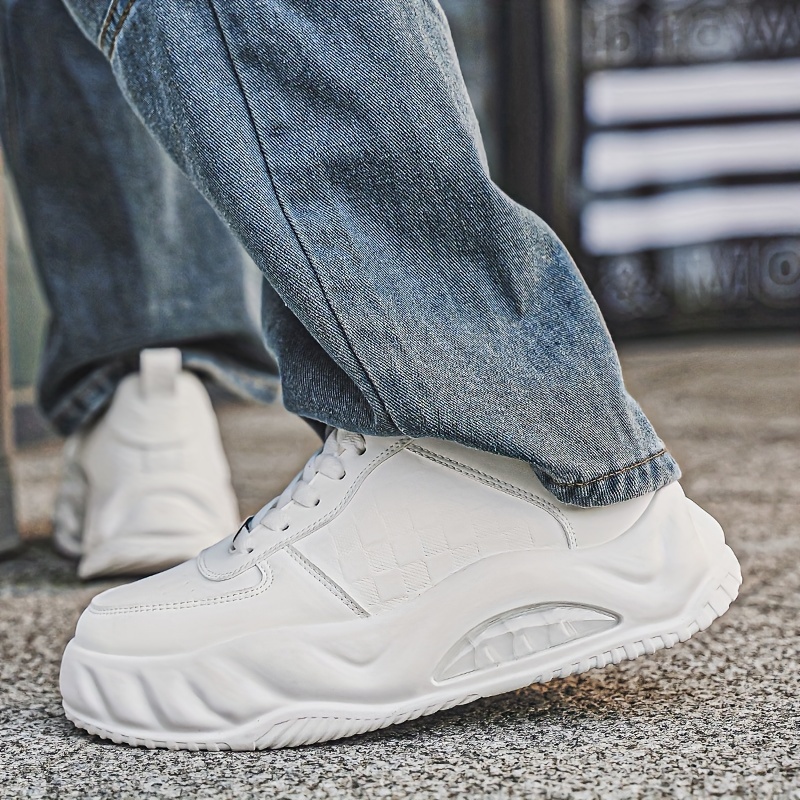 Men S Casual Sneakers - Solid Color, Lace-Up, Pu Leather & Fabric Lining, Non-Slip Outdoor Shoes, Sizes 7-10 Mens Shoes Shoes For Men details 4