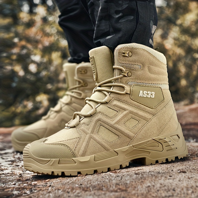 Mens Trendy Solid High Top Hiking Boots Comfy Non Slip Lace Up Durable Shoes For Mens Outdoor Hiking Trekking Activities Don t Miss These Great Deals Temu details 0