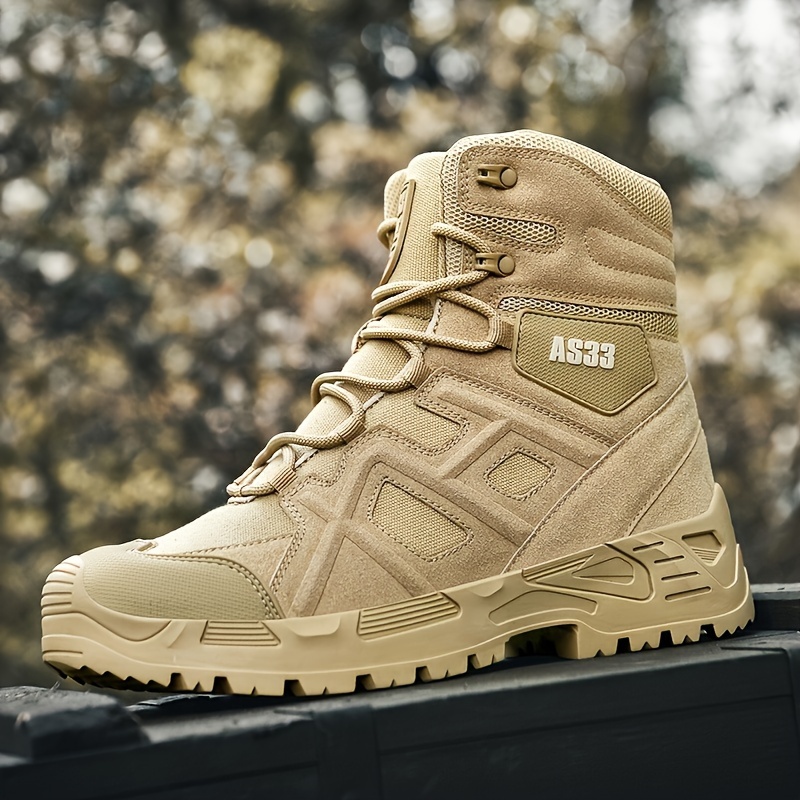 Mens Trendy Solid High Top Hiking Boots Comfy Non Slip Lace Up Durable Shoes For Mens Outdoor Hiking Trekking Activities Don t Miss These Great Deals Temu details 5