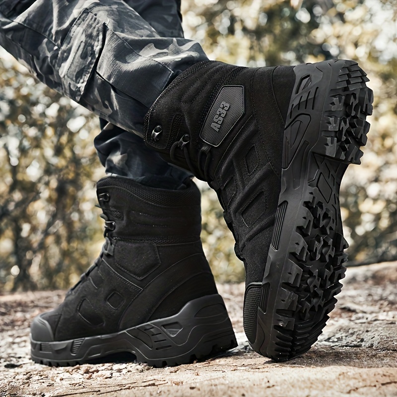 Mens Trendy Solid High Top Hiking Boots Comfy Non Slip Lace Up Durable Shoes For Mens Outdoor Hiking Trekking Activities Don t Miss These Great Deals Temu details 7