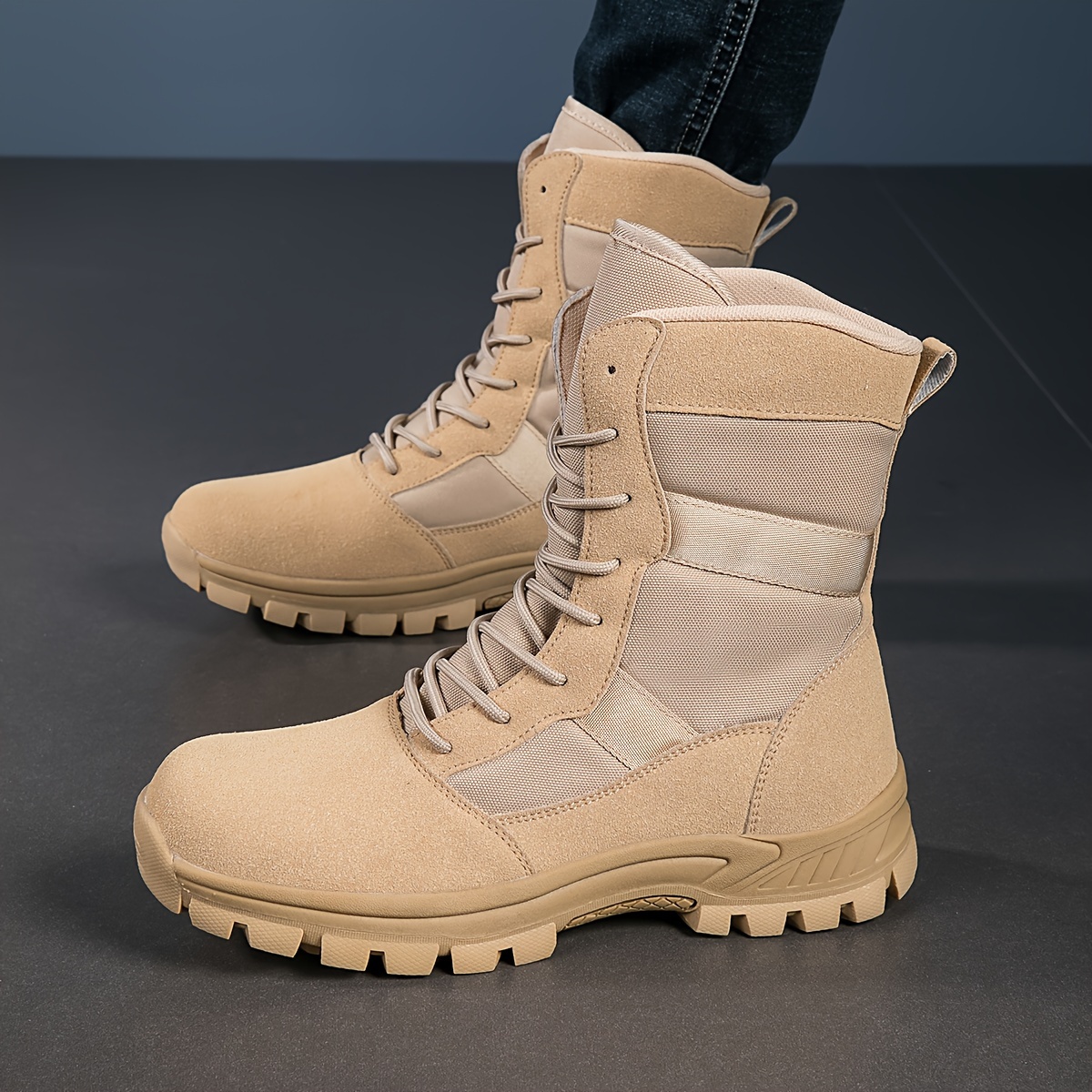 Spring And Autumn New Long Sleeved Boots Couple Combat Boots Mens Outdoor Hiking Boots Boots Today s Best Daily Deals Temu details 1